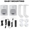 Ihome Waterproof Swivel Wall Mountable 4Outdoor Bluetooth Speaker Pair White IHSI-W400BT-PR-WHT